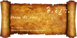 Haag Áron névjegykártya